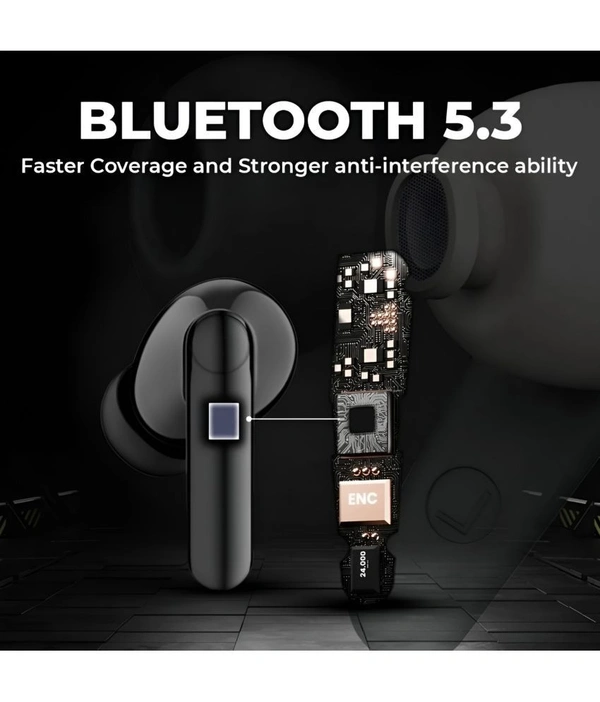 RGb Light Bluetooth True Wireless (TWS) In Ear 40 Hours Playback Powerfull bass,Low Latency IPX4 - Black