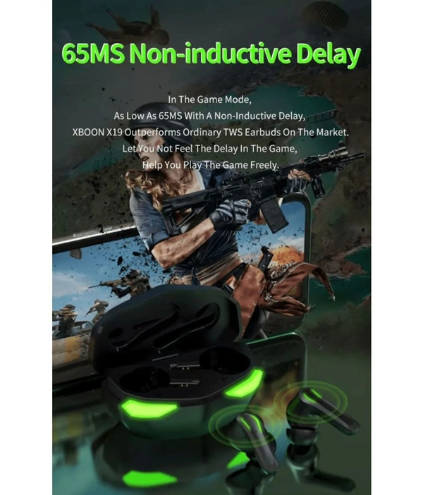  Gamer, Low Latency, On Ear True Wireless (TWS) 30 Hours Playback IPX4(Splash & Sweat Proof) Low Latency -Bluetooth V 5.1 - Black