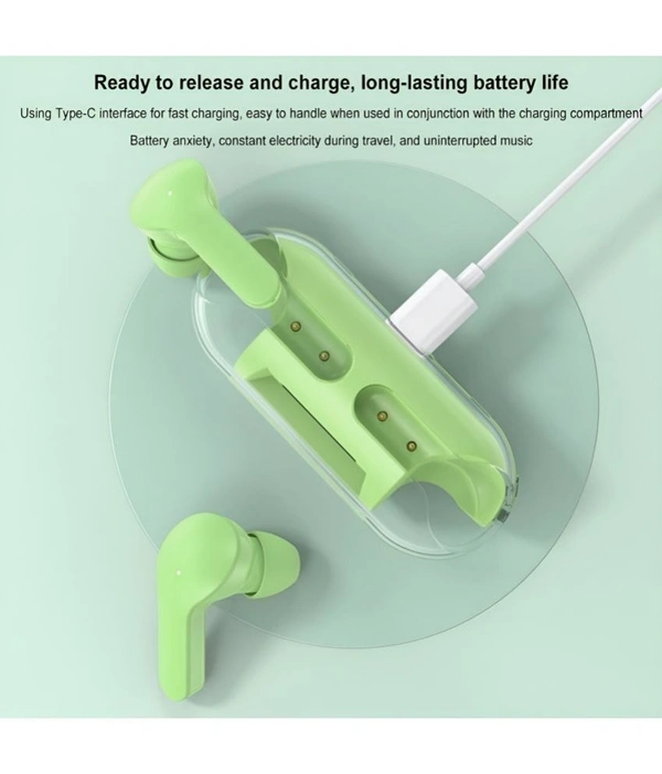  Capsule Bluetooth True Wireless (TWS) In Ear 30 Hours Playback Low Latency,Powerfull bass IPX4(Splash & Sweat Proof) - Green
