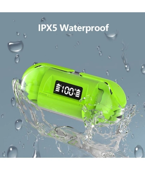  Capsule Bluetooth True Wireless (TWS) In Ear 30 Hours Playback Low Latency,Powerfull bass IPX4(Splash & Sweat Proof) - Green