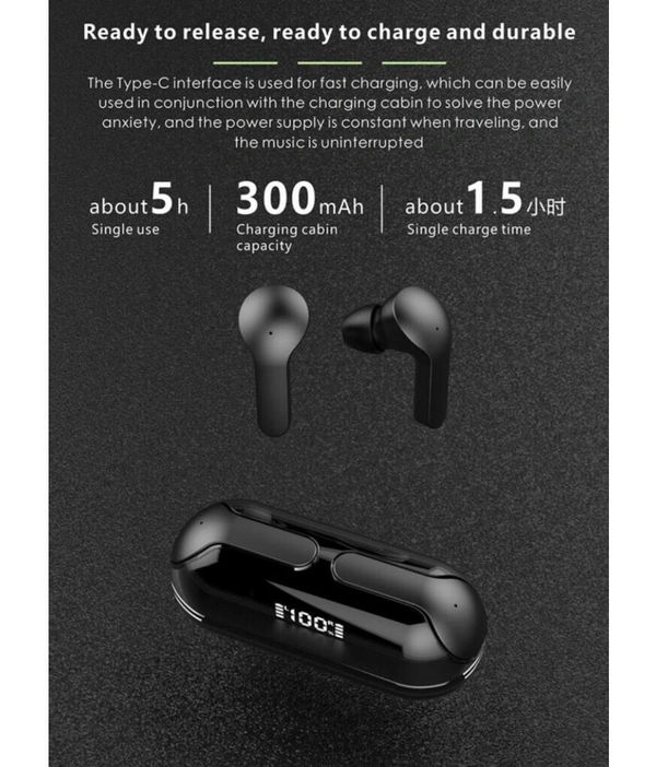  Transparent PRO Bluetooth True Wireless (TWS) In Ear 30 Hours Playback Fast charging,Powerfull bass IPX4 - Black