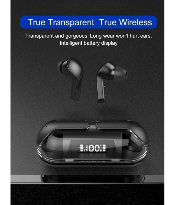  Transparent PRO Bluetooth True Wireless (TWS) In Ear 30 Hours Playback Fast charging,Powerfull bass IPX4 - Black