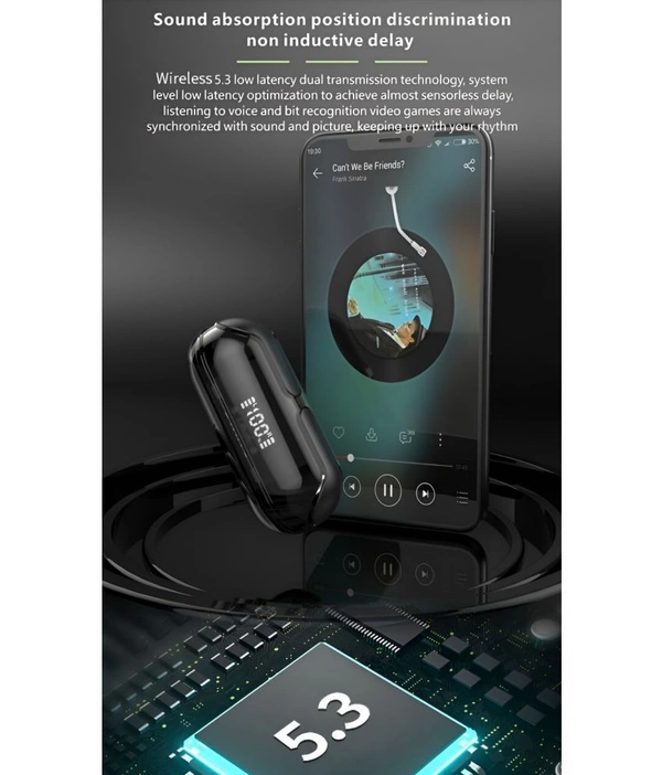  Transparent PRO Bluetooth True Wireless (TWS) In Ear 30 Hours Playback Fast charging,Powerfull bass IPX4 - Black