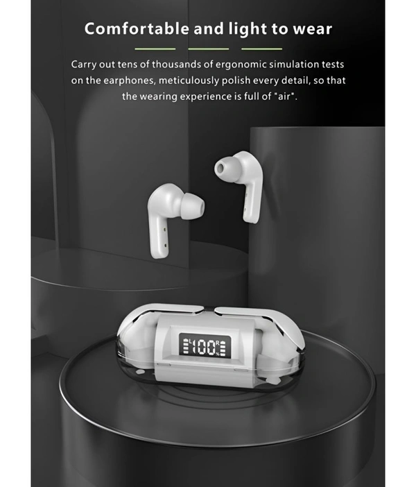  Transparent PRO Bluetooth True Wireless (TWS) In Ear 30 Hours Playback Fast charging,Powerfull bass IPX4 - White