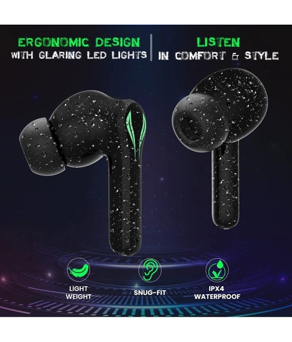  Voy Play Low Latency In Ear True Wireless (TWS) 48 Hours Playback IPX4(Splash & Sweat Proof) Low Latency - Black
