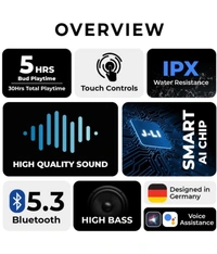  Power In Ear True Wireless (TWS) 30 Hours Playback IPX4(Splash & Sweat Proof) Low Latency,Powerfull bass  - Black