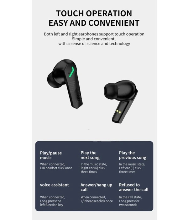  Gamo Bluetooth True Wireless (TWS) In Ear 30 Hours Playback Low Latency,Powerfull bass IPX4(Splash & Sweat Proof) - Black