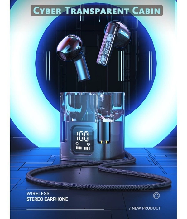  Transparent Design Bluetooth True Wireless (TWS) In Ear 24 Hours Playback Noise isolation,Fast charging IPX4 - Black