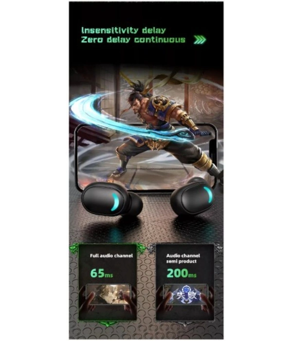  Gamo, Low Latency On Ear True Wireless (TWS) 30 Hours Playback IPX5(Splash & Sweat Proof) Low Latency,Fast charging - Black