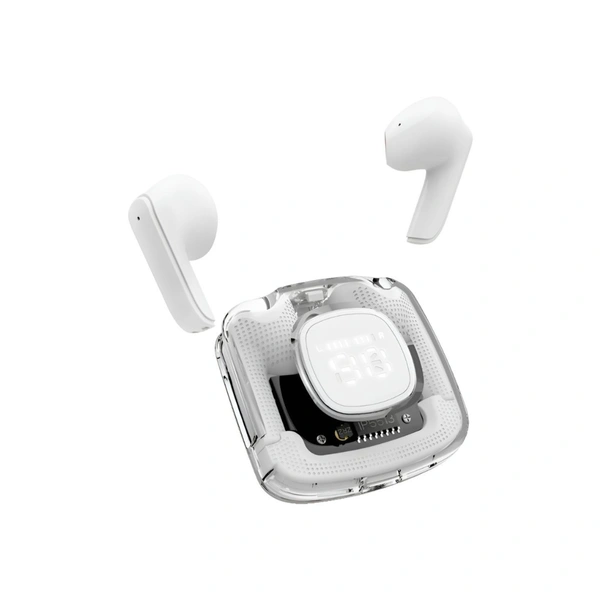  With Digital Display Bluetooth True Wireless (TWS) In Ear 30 Hours Playback Fast charging,Dual pairing IPX4 - White