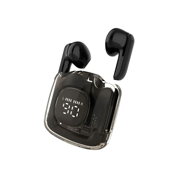  With Digital Display Bluetooth True Wireless (TWS) In Ear 30 Hours Playback Fast charging,Dual pairing IPX4 - Black