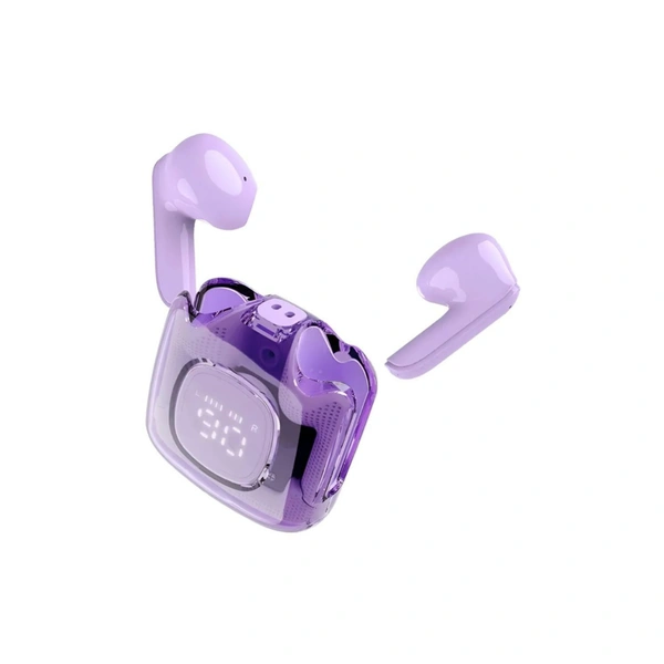 With Digital Display Bluetooth True Wireless (TWS) In Ear 30 Hours Playback Fast charging,Dual pairing IPX4 - Purple