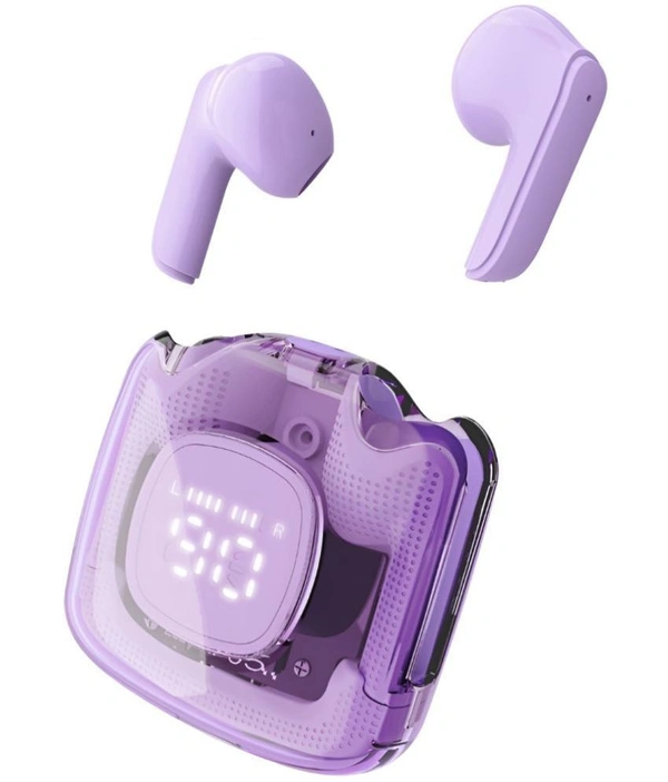 With Digital Display Bluetooth True Wireless (TWS) In Ear 30 Hours Playback Fast charging,Dual pairing IPX4 - Purple