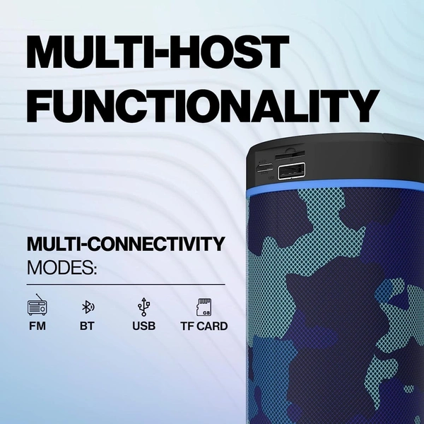 125 10 W Bluetooth Speaker Bluetooth v5.0 with USB,Aux,SD card Slot Playback Time 6 hrs Assorted - Black