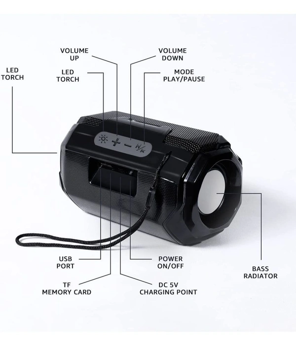  Mobile Stand 10 W Bluetooth Speaker Bluetooth v5.0 with USB,SD card Slot,Aux Playback Time 6 hrs Assorted - Black