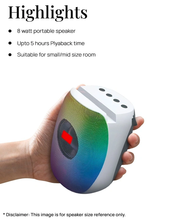  Mobile Stand 8 W Bluetooth Speaker Bluetooth v5.0 with USB,SD card Slot,Aux Playback Time 5 hrs Assorted - White
