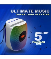  Mobile Stand 8 W Bluetooth Speaker Bluetooth v5.0 with USB,SD card Slot,Aux Playback Time 5 hrs Assorted - White