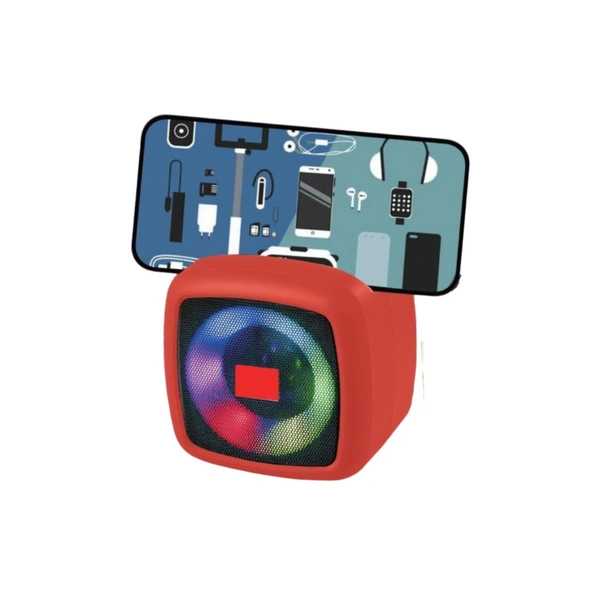  Speaker with Light 10 W Bluetooth Speaker Bluetooth v5.0 with USB,SD card Slot Playback Time 8 hrs  - Red