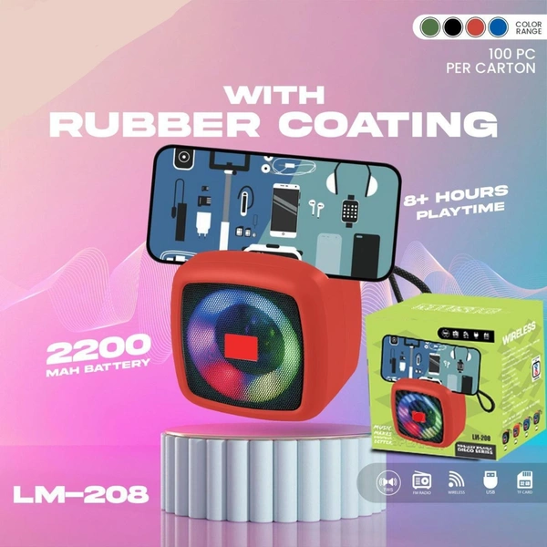  Speaker with Light 10 W Bluetooth Speaker Bluetooth v5.0 with USB,SD card Slot Playback Time 8 hrs  - Red