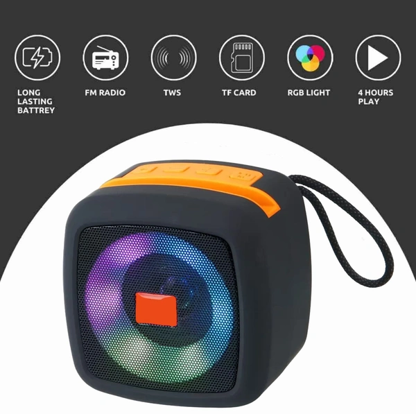  Speaker with Light 10 W Bluetooth Speaker Bluetooth v5.0 with USB,SD card Slot Playback Time 8 hrs  - Red