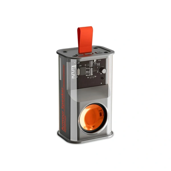  Armour Transparent 5 W Bluetooth Speaker Bluetooth v5.0 with USB,SD card Slot Playback Time 5 hrs  - Gray