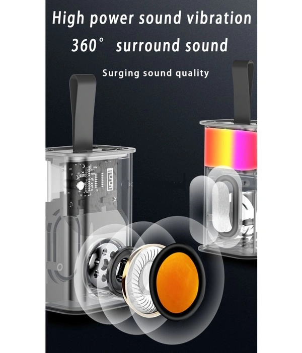  Armour Transparent 5 W Bluetooth Speaker Bluetooth v5.0 with USB,SD card Slot Playback Time 5 hrs  - Gray