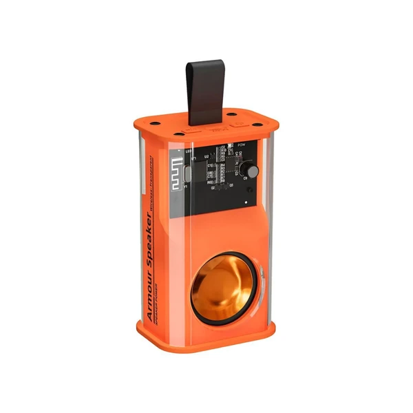  Armour Transparent 5 W Bluetooth Speaker Bluetooth V 5.0 with USB,SD card Slot Playback Time 5 hrs - Orange