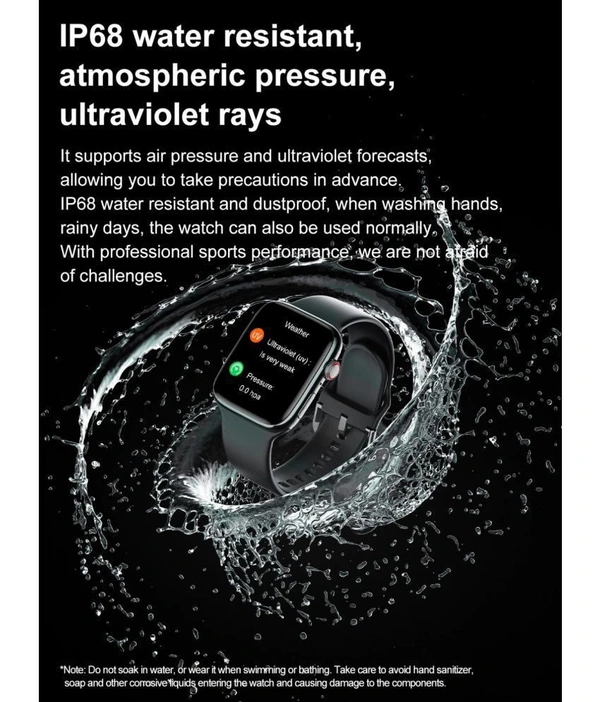  BT Calling, 1.86" Large Display Black Smart Watch - Black