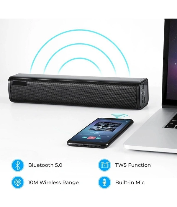  LM SoundBar 16 W Bluetooth Speaker Bluetooth v5.0 with USB,SD card Slot,3D Bass Playback Time 6 hrs Black - Black