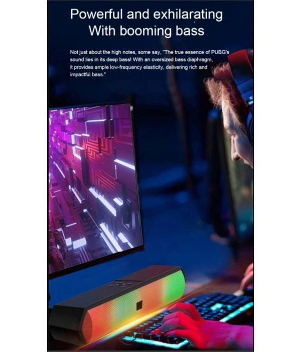  SoundBar with RGb 16 W Bluetooth Speaker Bluetooth V 5.1 with USB,SD card Slot,Aux Playback Time 8 hrs - Black