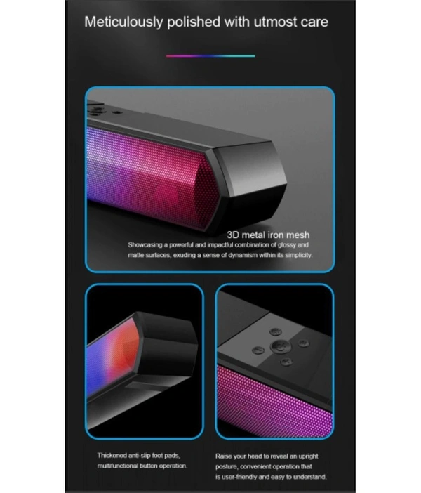  SoundBar with RGb 16 W Bluetooth Speaker Bluetooth V 5.1 with USB,SD card Slot,Aux Playback Time 8 hrs - Black
