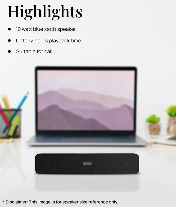 BINGO SoundBar 10 W Bluetooth Speaker Playback Time 12 hrs Bluetooth V 5.0 with 3D Bass,Aux,USB,SD card Slot Black - Black