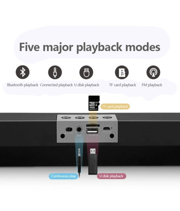  SoundBar 10 W Bluetooth Speaker Bluetooth v5.0 with USB,SD card Slot,Aux Playback Time 12 hrs - Black