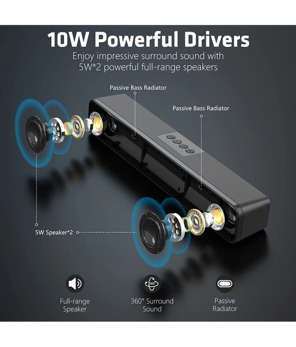  RGB Light 10 W Bluetooth Speaker Bluetooth v5.0 with USB,SD card Slot,Aux Playback Time 8 hrs - Black
