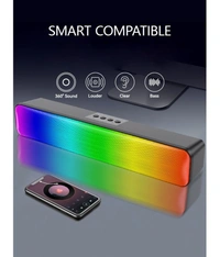  RGB Light 10 W Bluetooth Speaker Bluetooth v5.0 with USB,SD card Slot,Aux Playback Time 8 hrs - Black