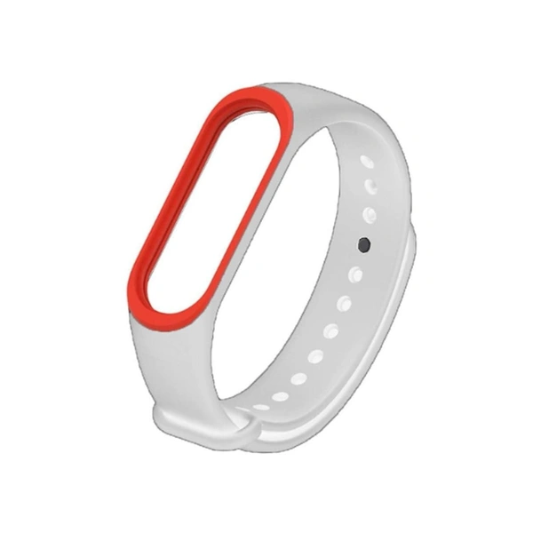  Adjustable Silicone Band Strap Compatible with Mi band 3/Mi band 4- White Red (Not for Mi band 1/2) - White Red