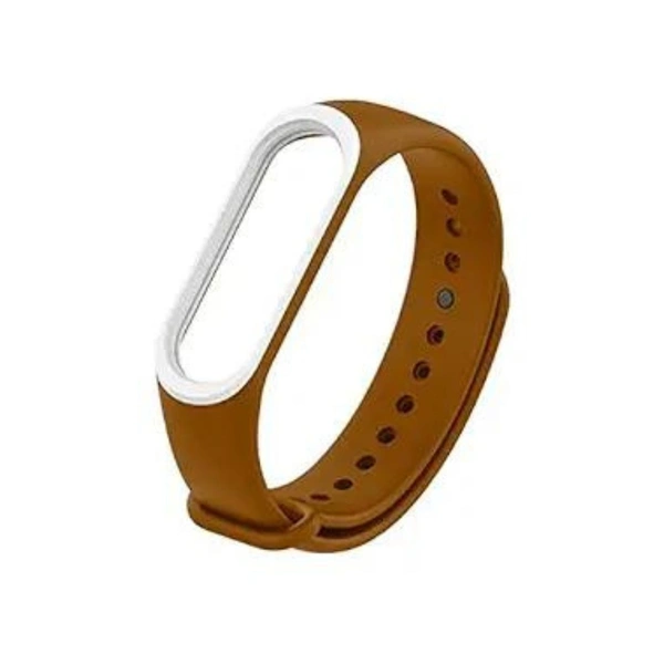 Adjustable Silicone Band Strap Compatible with Mi band 3/Mi band 4- Brown White (Not for Mi band 1/2) - Brown White