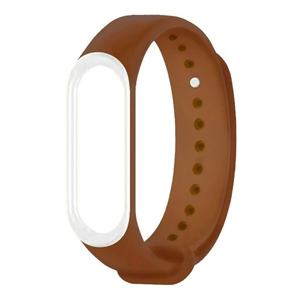 Adjustable Silicone Band Strap Compatible with Mi band 3/Mi band 4- Brown White (Not for Mi band 1/2) - Brown White