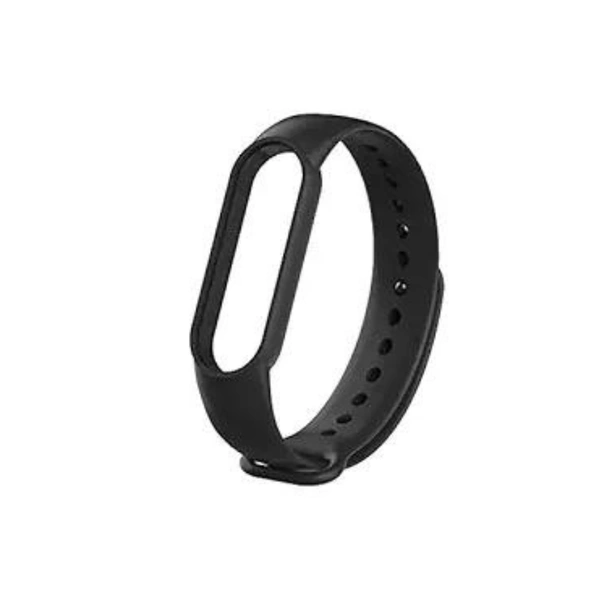 Silicone Adjustable Band Strap Compatible with Mi Band 5 Strap & Mi Band 6 Strap Smart Band Replacement- Black - Black