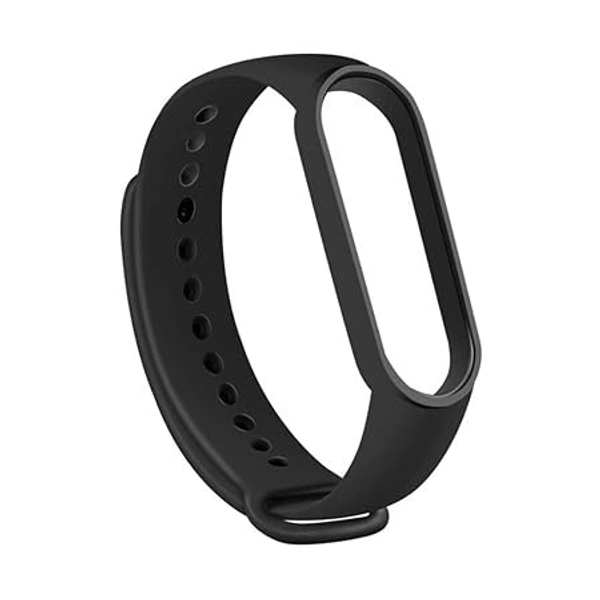 Silicone Adjustable Band Strap Compatible with Mi Band 5 Strap & Mi Band 6 Strap Smart Band Replacement- Black - Black