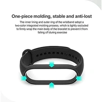 Silicone Adjustable Band Strap Compatible with Mi Band 5 Strap & Mi Band 6 Strap Smart Band Replacement- Black - Black