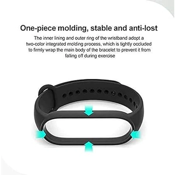 Silicone Adjustable Band Strap Compatible with Mi Band 5 Strap & Mi Band 6 Strap Smart Band Replacement- Black - Black