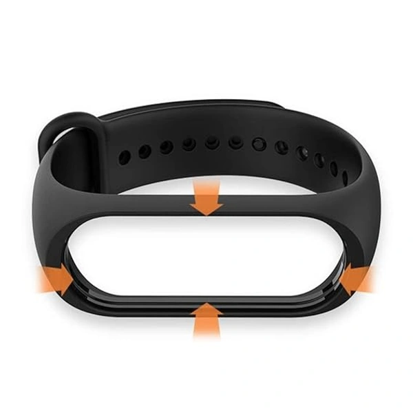 Silicone Adjustable Replacement Band Strap Compatible with Mi Band 3 Strap and Mi Band 4 Watch Strap Bracelet- Black - Black