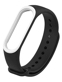  Adjustable Silicone Band Strap Compatible with Mi band 3 and Mi band 4- Black White (Not for Mi band 1/2) - Black White