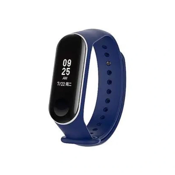Adjustable Silicone Band Strap Compatible with Mi band 3 Strap/Mi band 4 Strap- NavyBlue White (Not for Mi band 1/2) - Navy Blue
