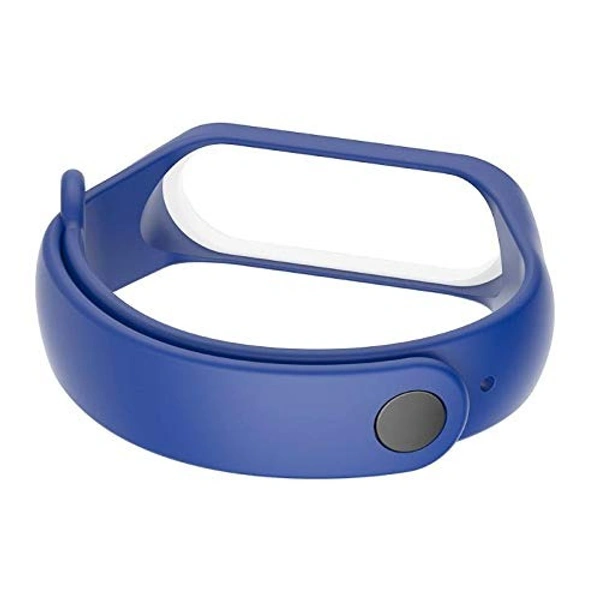 Adjustable Silicone Band Strap Compatible with Mi band 3 Strap/Mi band 4 Strap- NavyBlue White (Not for Mi band 1/2) - Navy Blue