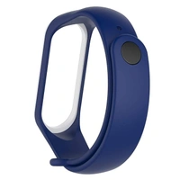 Adjustable Silicone Band Strap Compatible with Mi band 3 Strap/Mi band 4 Strap- NavyBlue White (Not for Mi band 1/2) - Navy Blue