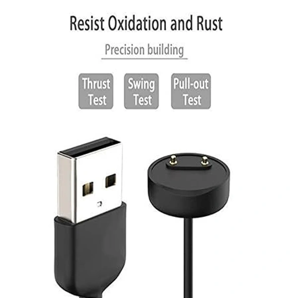  Magnetic USB Charger for Mi Band 5 & Mi Band 6 Replacement Charger (Black) - Black