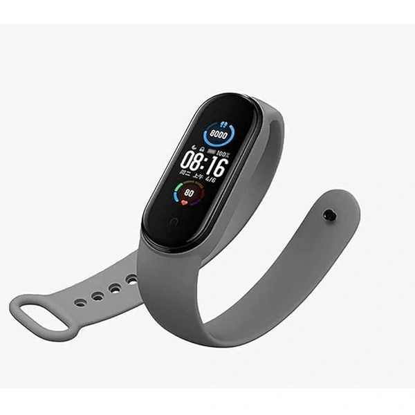 Adjustable Band Strap Compatible with Mi Band 5 Strap & Mi Band 6 Strap Smart Band Replacement- Dark Grey - Dark Gray