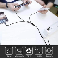 3.1 Amp 3 in 1 Nylon Braided Fast Charging Multi Charger Cable for Micro USB, Type C and iPhone iOS Devices Connector (1 M, Black) - Black